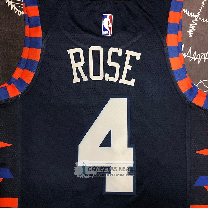 Camiseta New York Knicks Derrick Rose NO 4 Ciudad Edition 2019-20 Azul